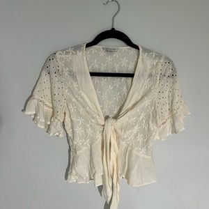 American Eagle Flowy Tie Blouse